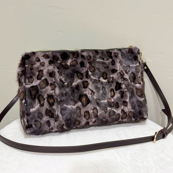 Leopard Real Mink Fur Handmade Large Clutch/Shoulder Bag/Crossbody, Multi Use - Picture 4 of 16